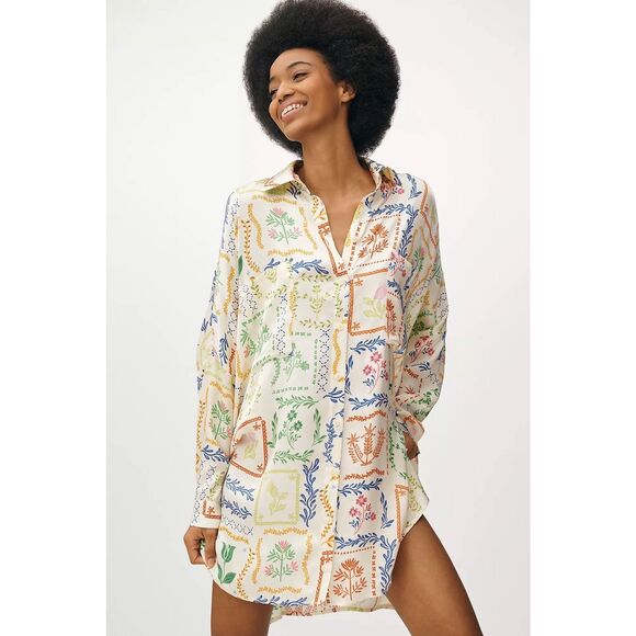 New Anthropologie Corey Lynn Calter Shirt Dress Oversized Printed Mini XL - Picture 4 of 9